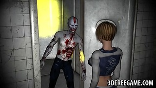 Short Haired 3d Blonde Chick Gets Fucked By The Zombie