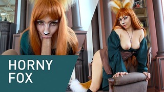 Horny Fox Sucks Huge Dick Eagerly! Cosplay, 4k!