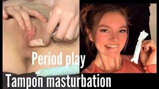 Period Masturbation With Tampon Play and insertion! Sexy White Babe Emily R
