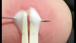 BDSM Painful Tits Tit Torture Nipple Piercing Needleplay