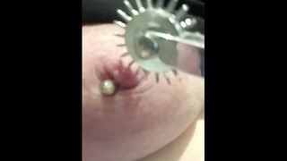 Aching Nipple Torture Needle Pricking Pinwheel At Pierced Tits