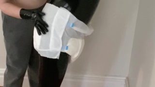 Spanking My Latex Sub And Then Spanking Him Again While While Wearing A Diaper