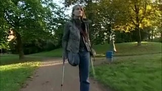 German RAK Amputee on Crutches
