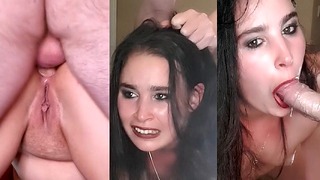 Brunette Gets Painfully Pounded in Her Tight Asshole