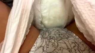 Pissing in Undies inside A Diaper