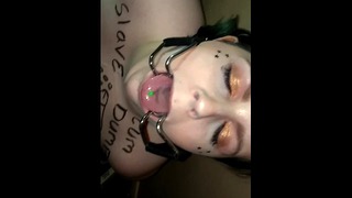 Topless Dirantai Labah-labah Gag Throatfuck Bj Air Mani di Muka Atas Hidung Lol