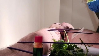 CBT Big Dick Tortured With Stinging Nettles