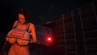큰 거대한 가슴과 비키니를 입은 소녀 Zombie 세계 포르노 게임