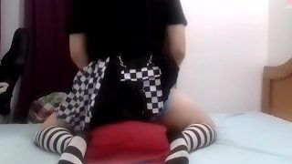 POV: Diapered Goth Transgirl Teasing You And Humping While Wetting Her Diaper