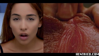 Real Life Hentai – Huge Labia Latino Girl Get Cumflation By Aliens – Full Of Cum