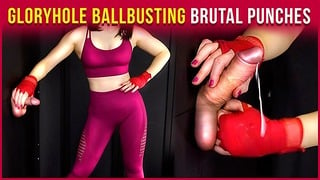 Gloryhole Handjob Ballbusting – I Destroy His Balls Era