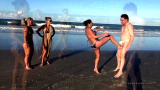 “Public Beach Ballbusting” Goddess Adara Jordin, Taylor Knight, Nyssa Nevers & Andrea Dipre