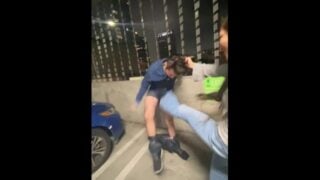 Public La Garage Ballbusting Kicking After Busy Hockey Game