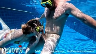 Underwater Ballbusting In Private Pool In Thailand For Honeymoon!